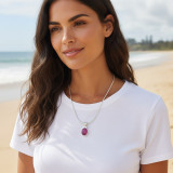 pendentif argent pierre rose