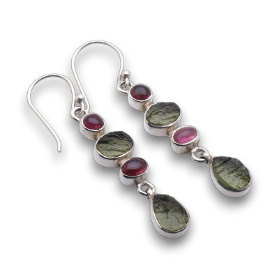 moldavite  boucle d'oreille