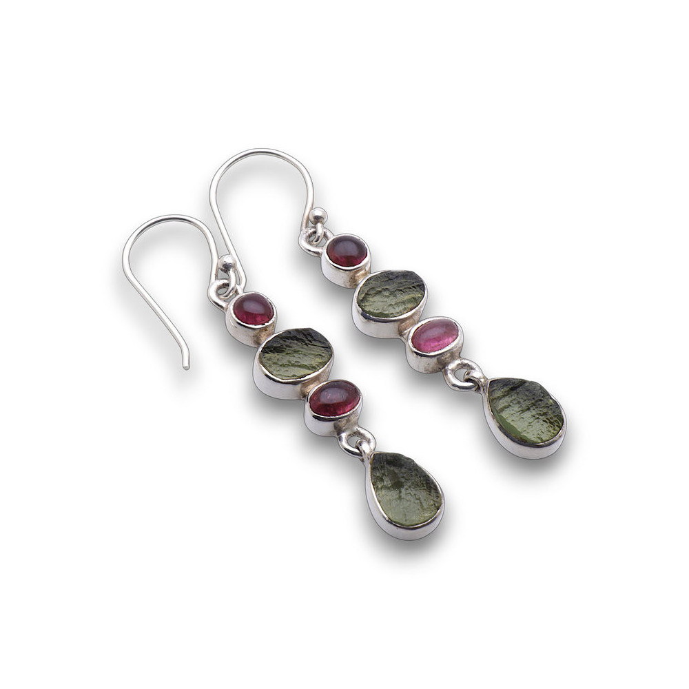 moldavite  boucle d'oreille