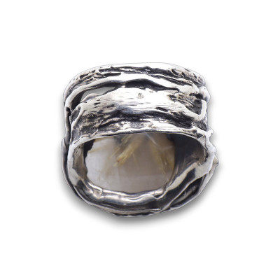 bague argent tortue sur pierre