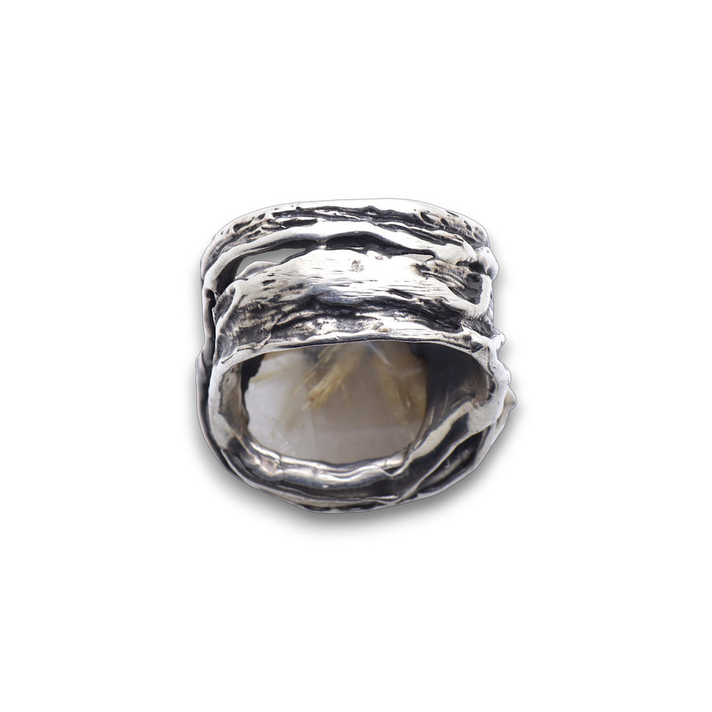 bague argent tortue sur pierre