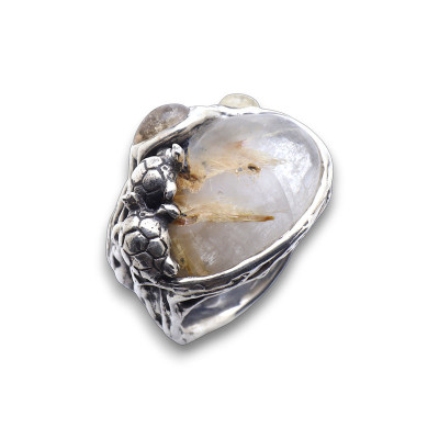 bague tortue en argent sterling