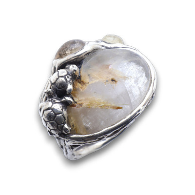 bague argent tortue quartz rutile