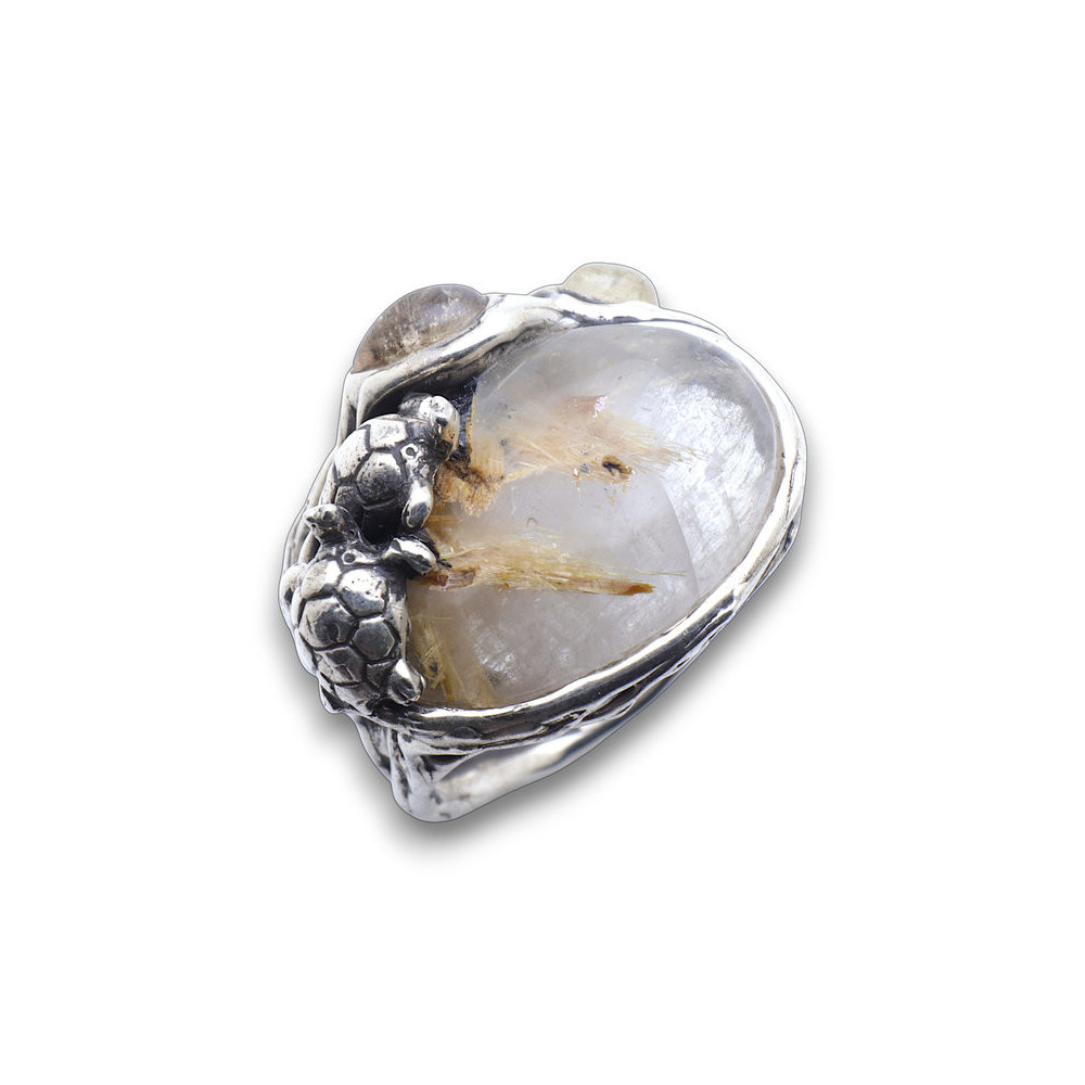 bague argent tortue quartz rutile