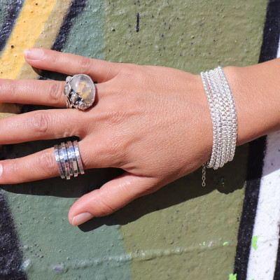bague tortue argent et rutile