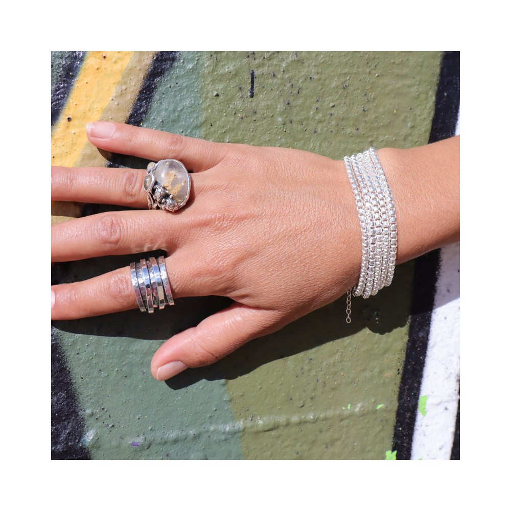 bague tortue argent et rutile