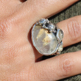 bague tortue argent et pierre gemme