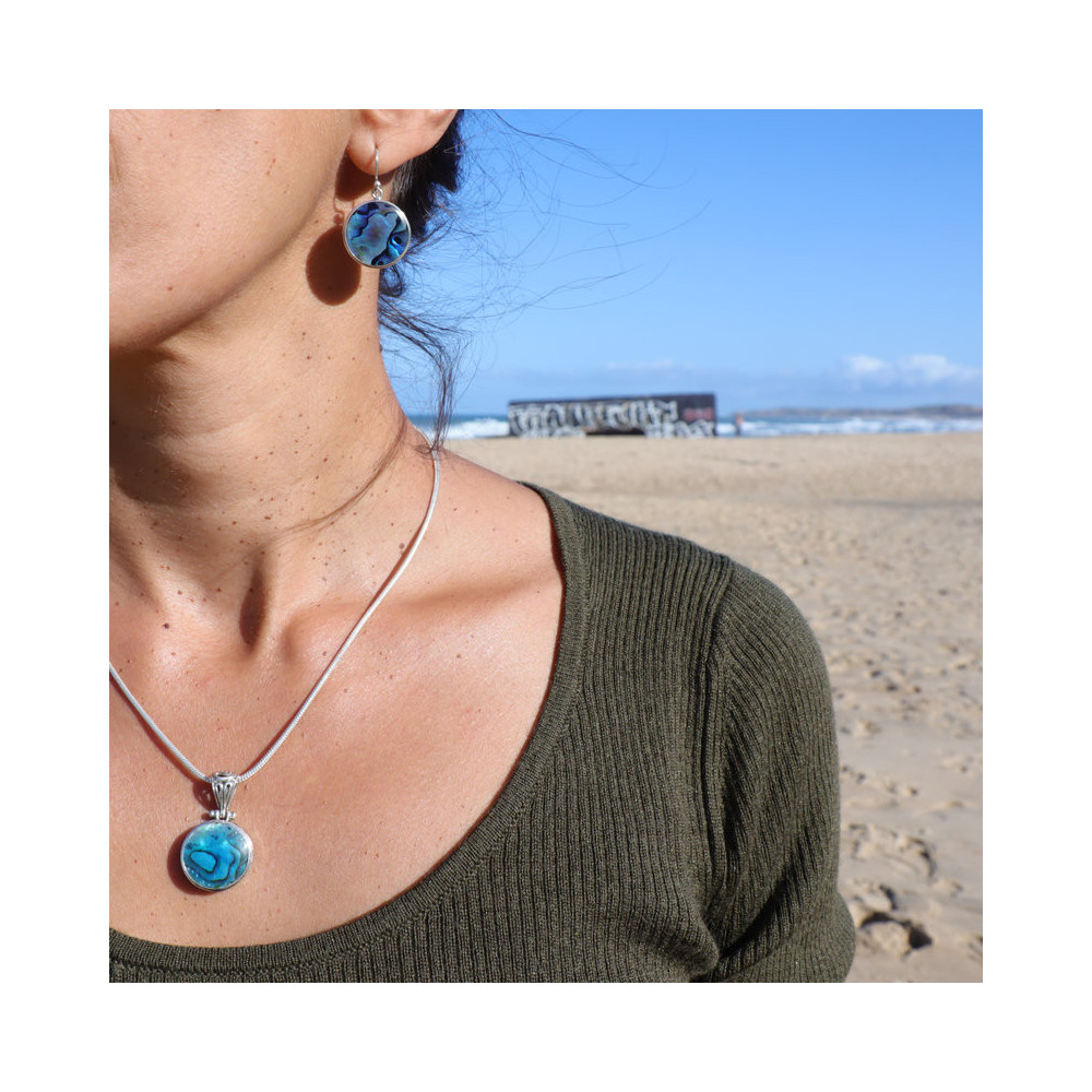 boucles d oreilles abalone argent femme