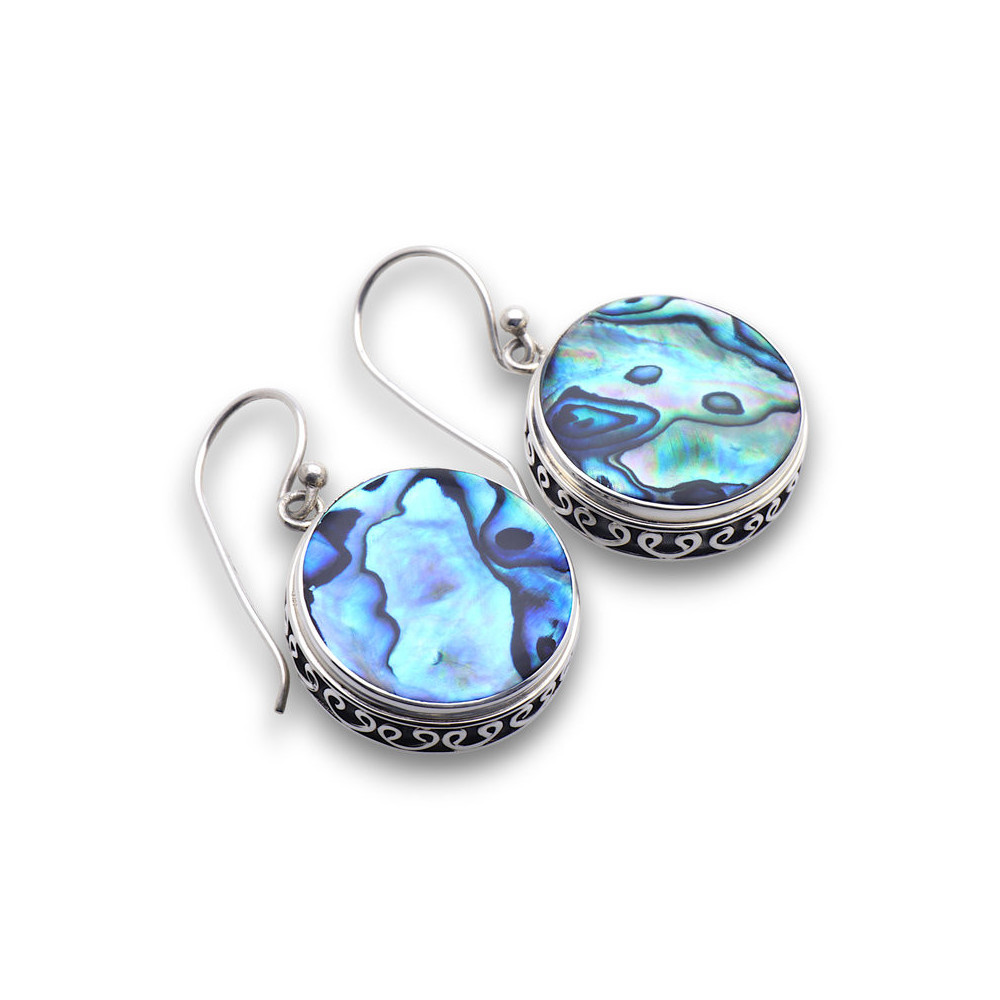 boucles d oreilles argent et abalone
