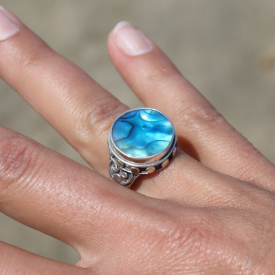 bague argent nacre abalone