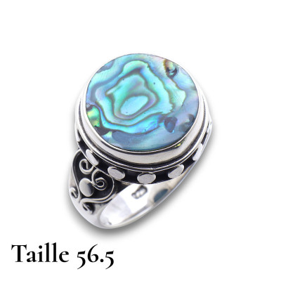 bague abalone et argent