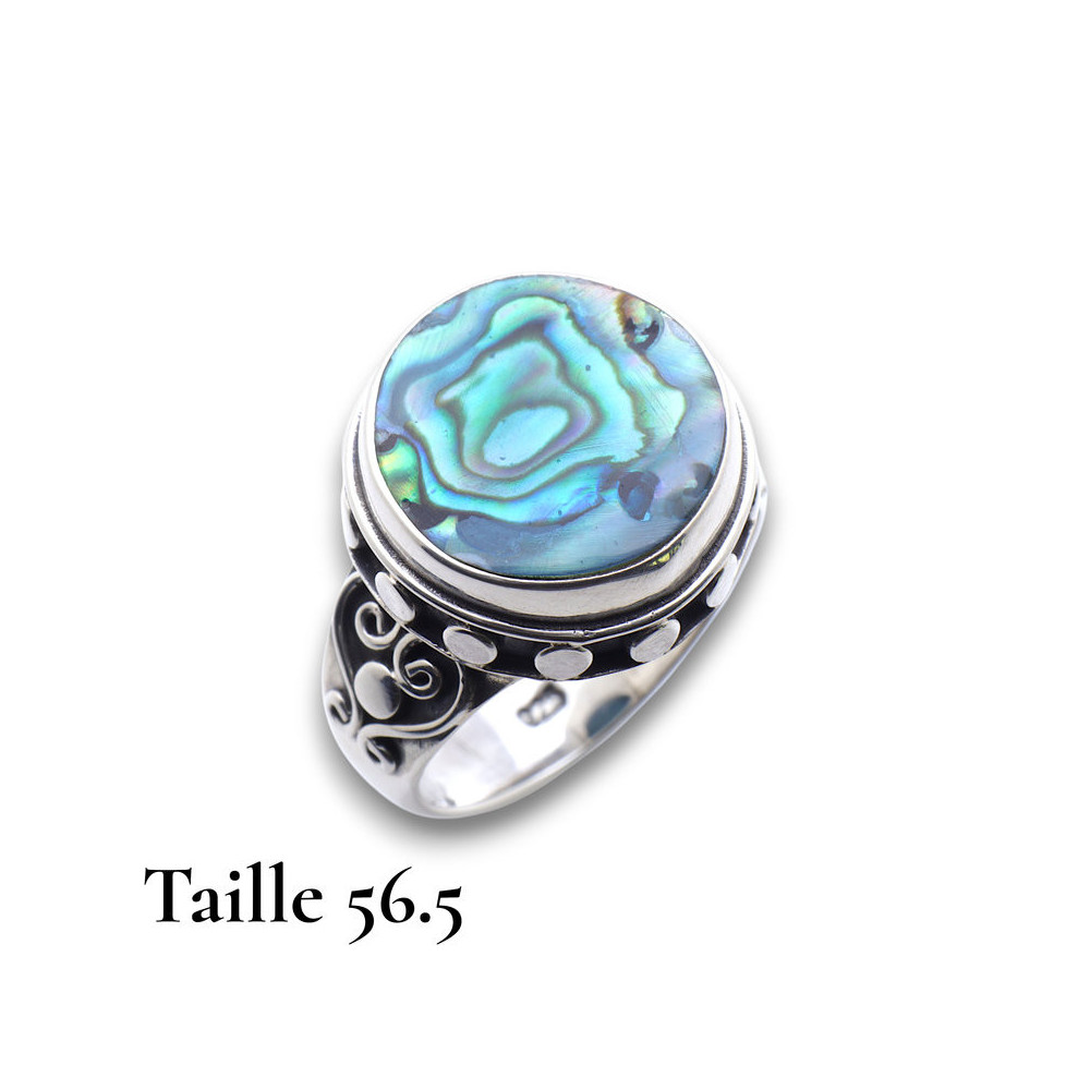 bague abalone et argent