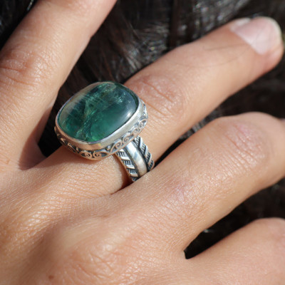 bague cyanite verte argent