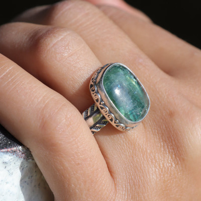 bague cyanite verte argent 925