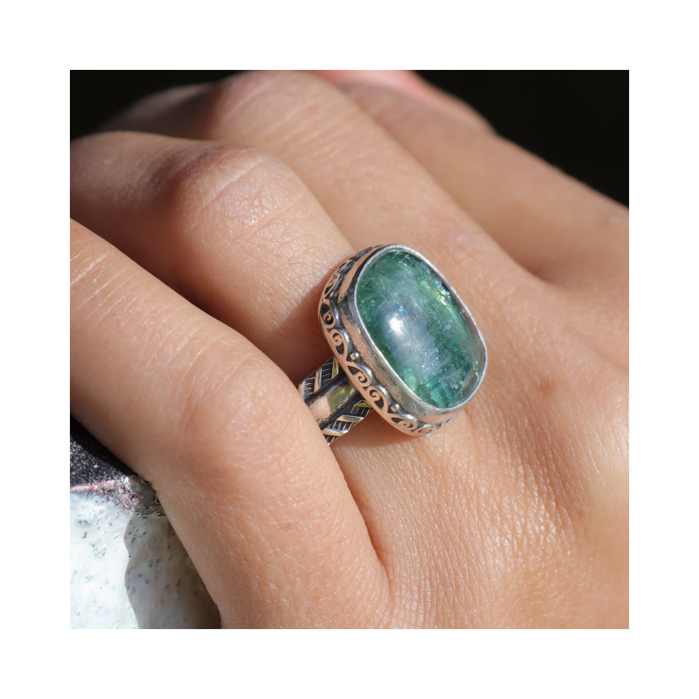 bague cyanite verte argent 925