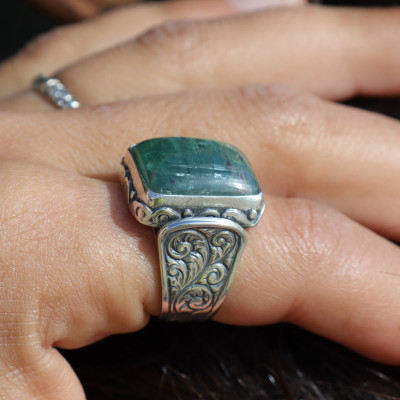 bague cyanite verte