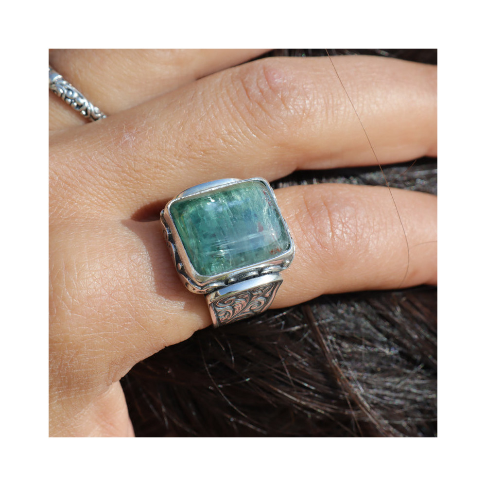 bague cyanite verte argent 925