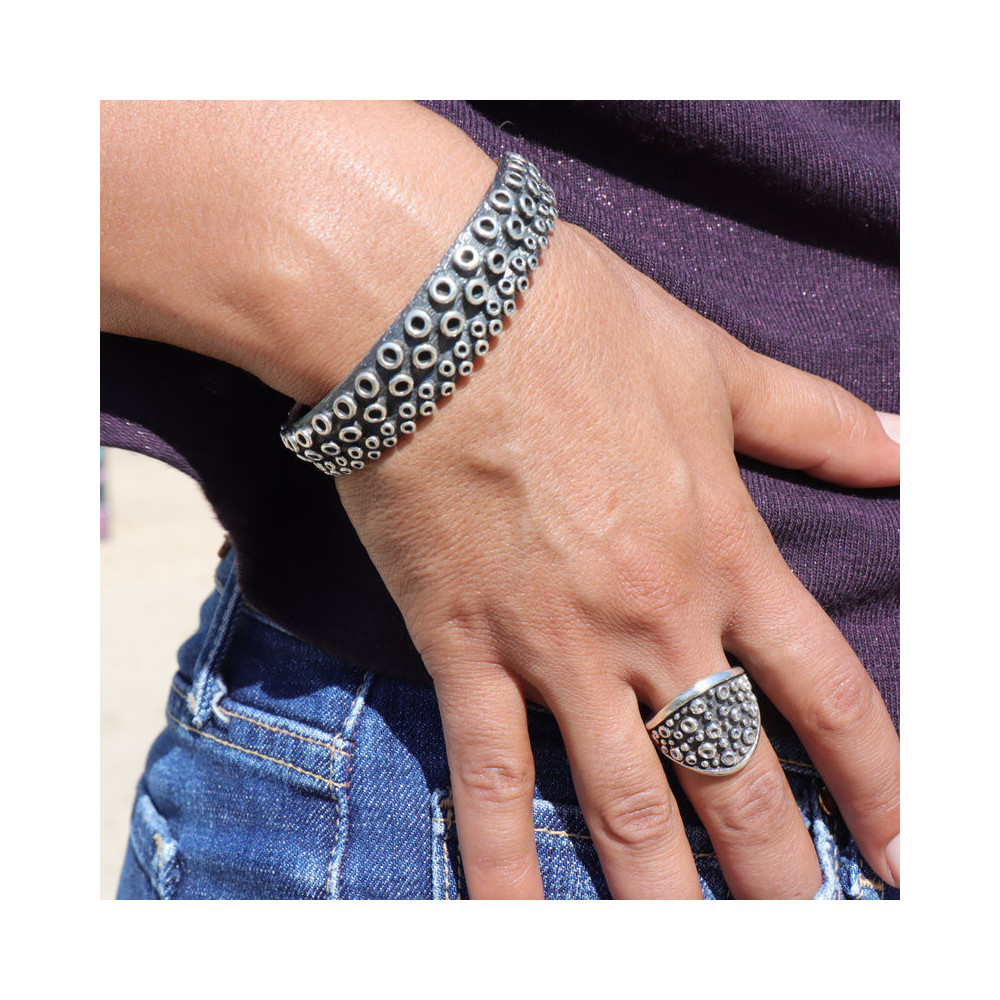 bague argent ventouses poulpe