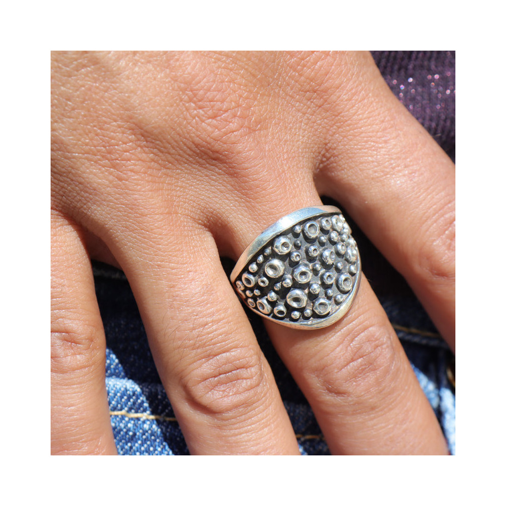 bague argent ventouses pieuvre