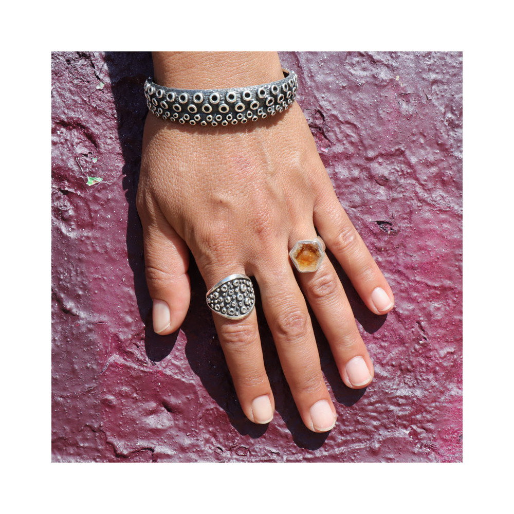 bague argent poulpe ventouse