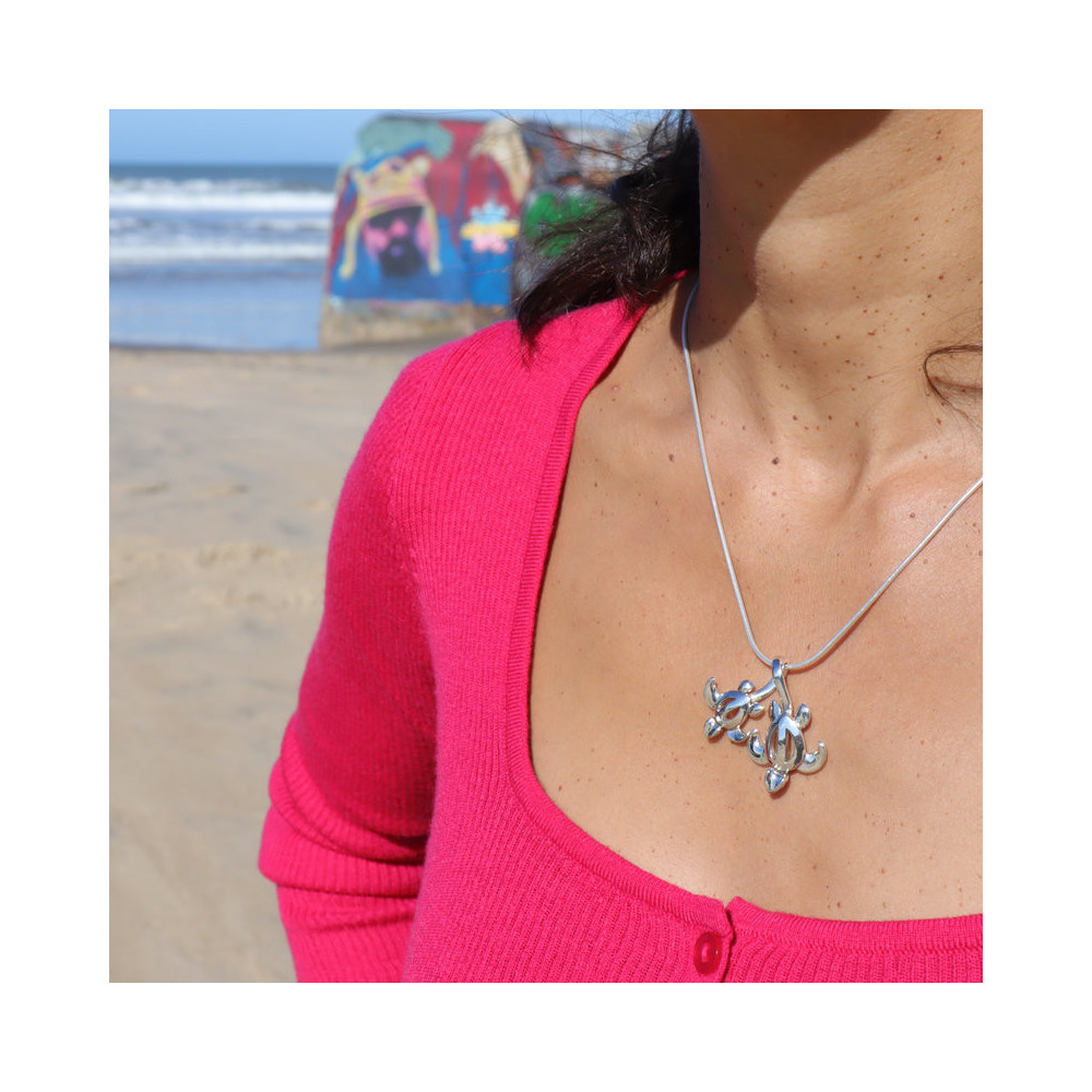 pendentif tortue argent homme