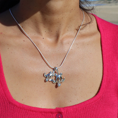 pendentif argent deux tortues