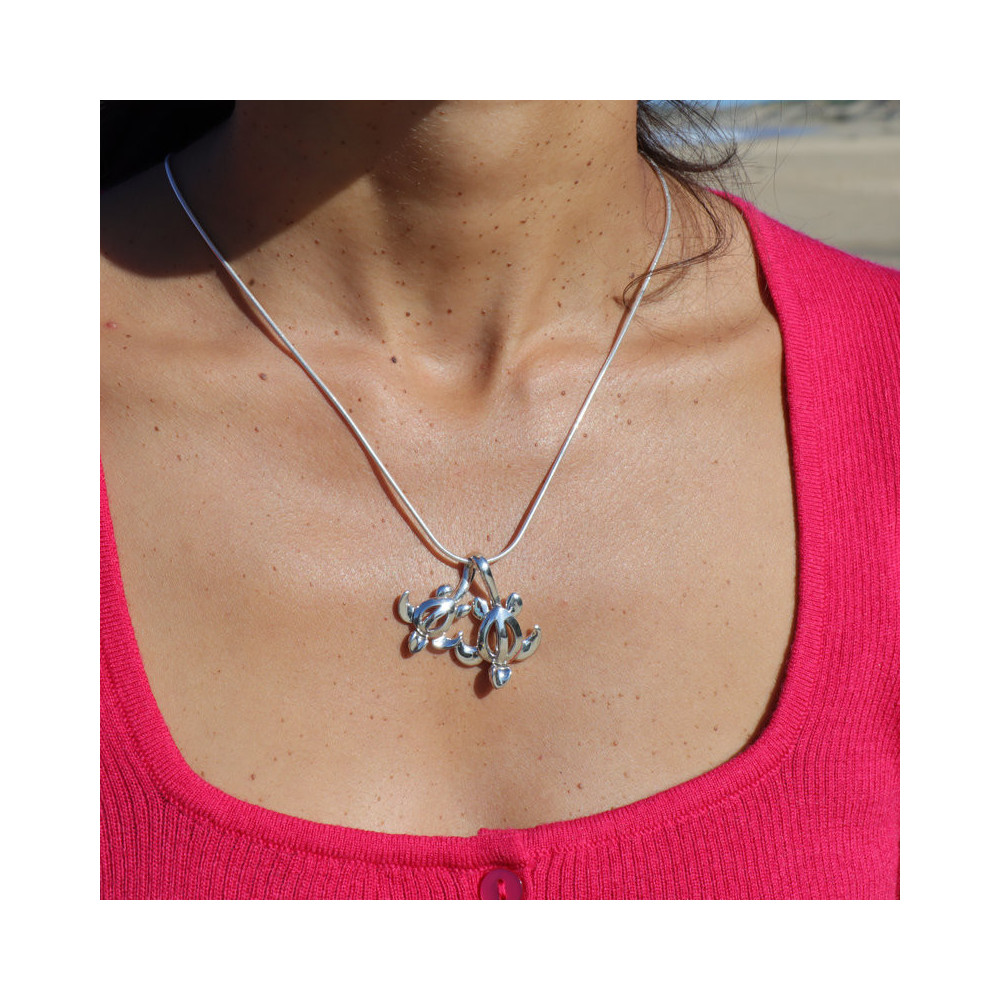 pendentif argent deux tortues