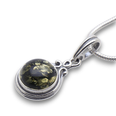 pendentif ambre verte