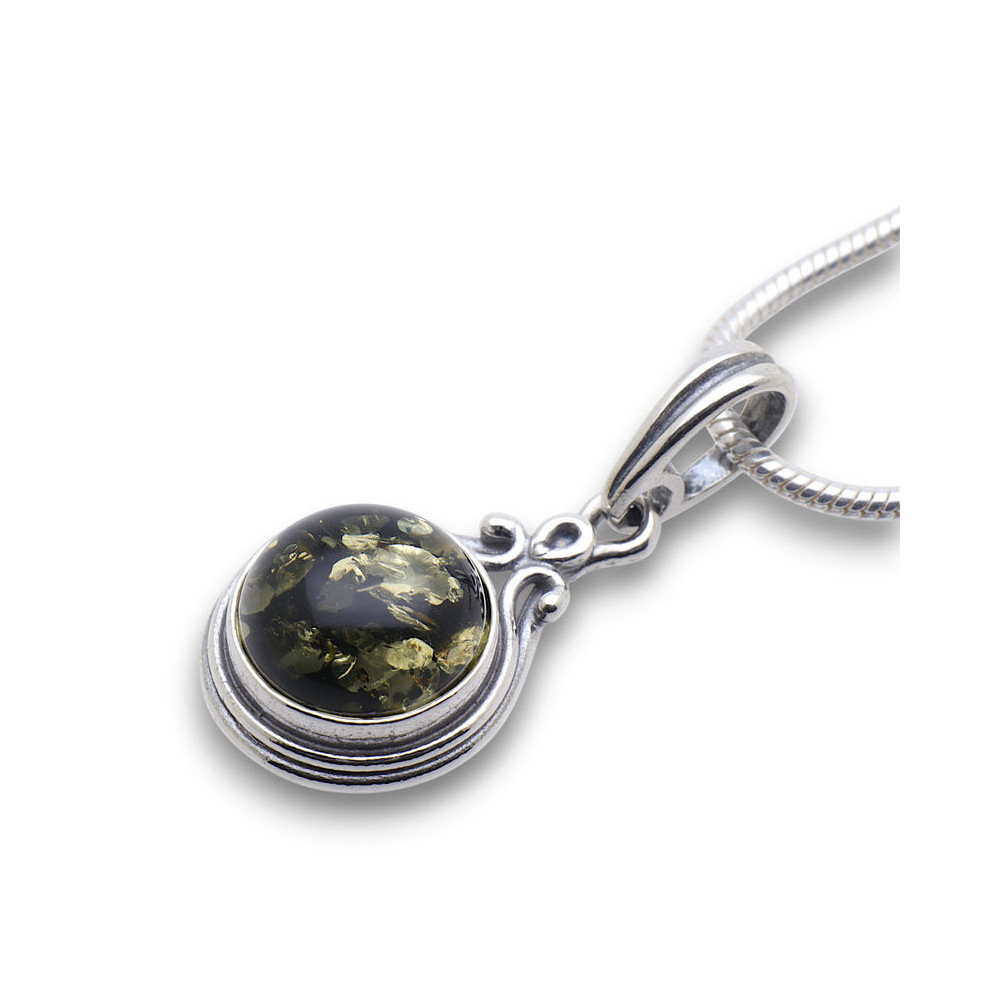 pendentif ambre verte