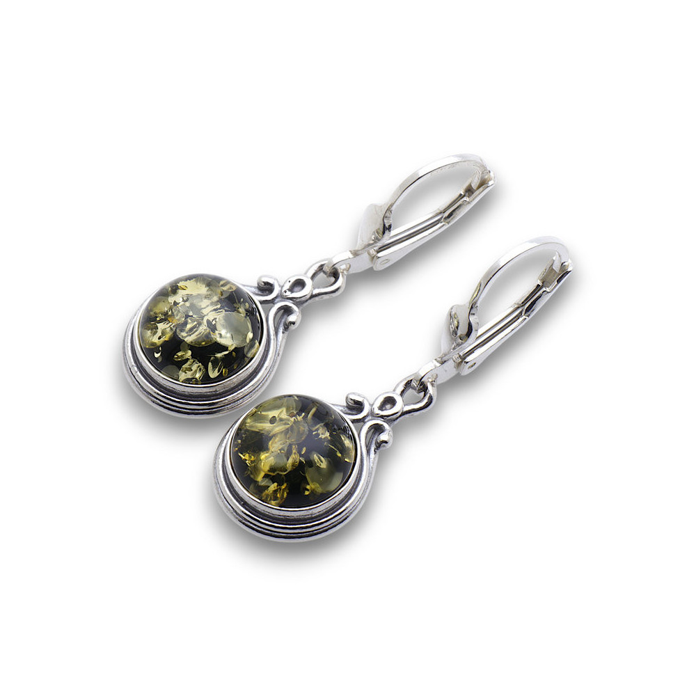boucles d oreilles pendantes argent et ambre