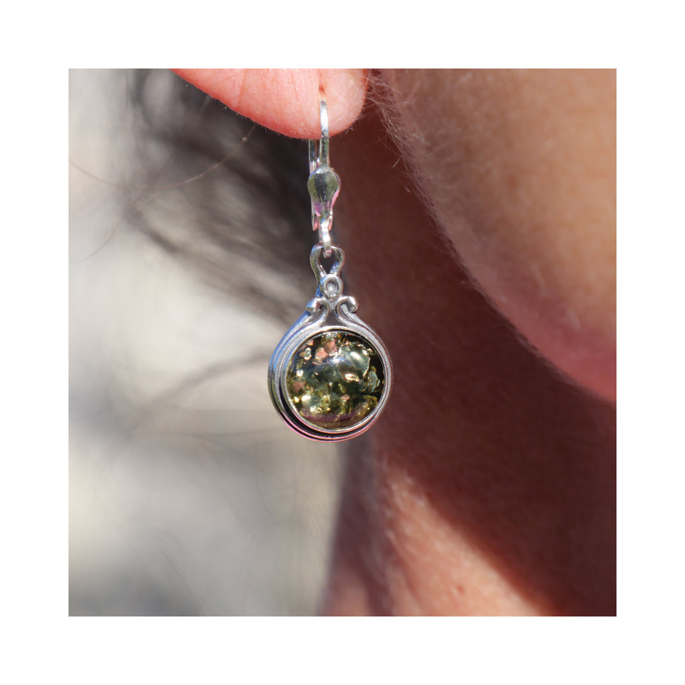 boucles d'oreilles ambre et argent