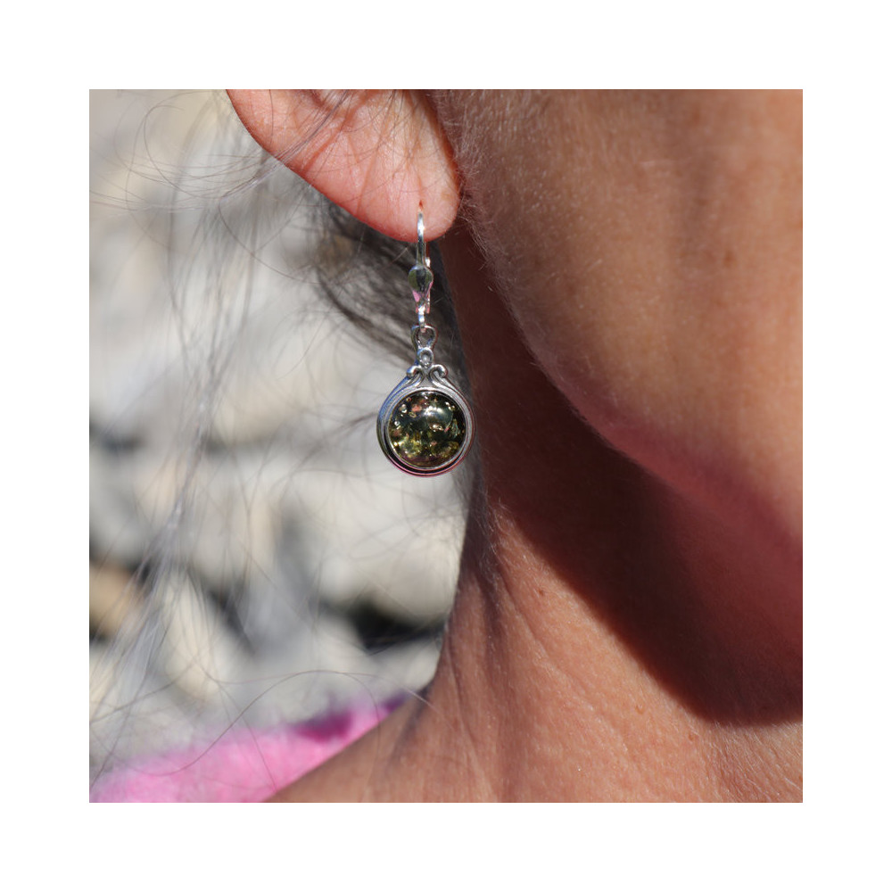 boucles d oreilles pendantes ambre