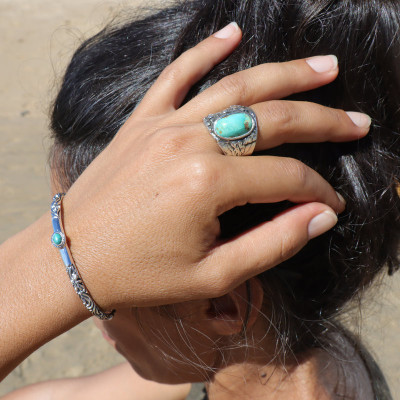 bague argent turquoise homme