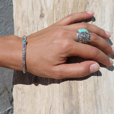 bague argent et turquoise véritable