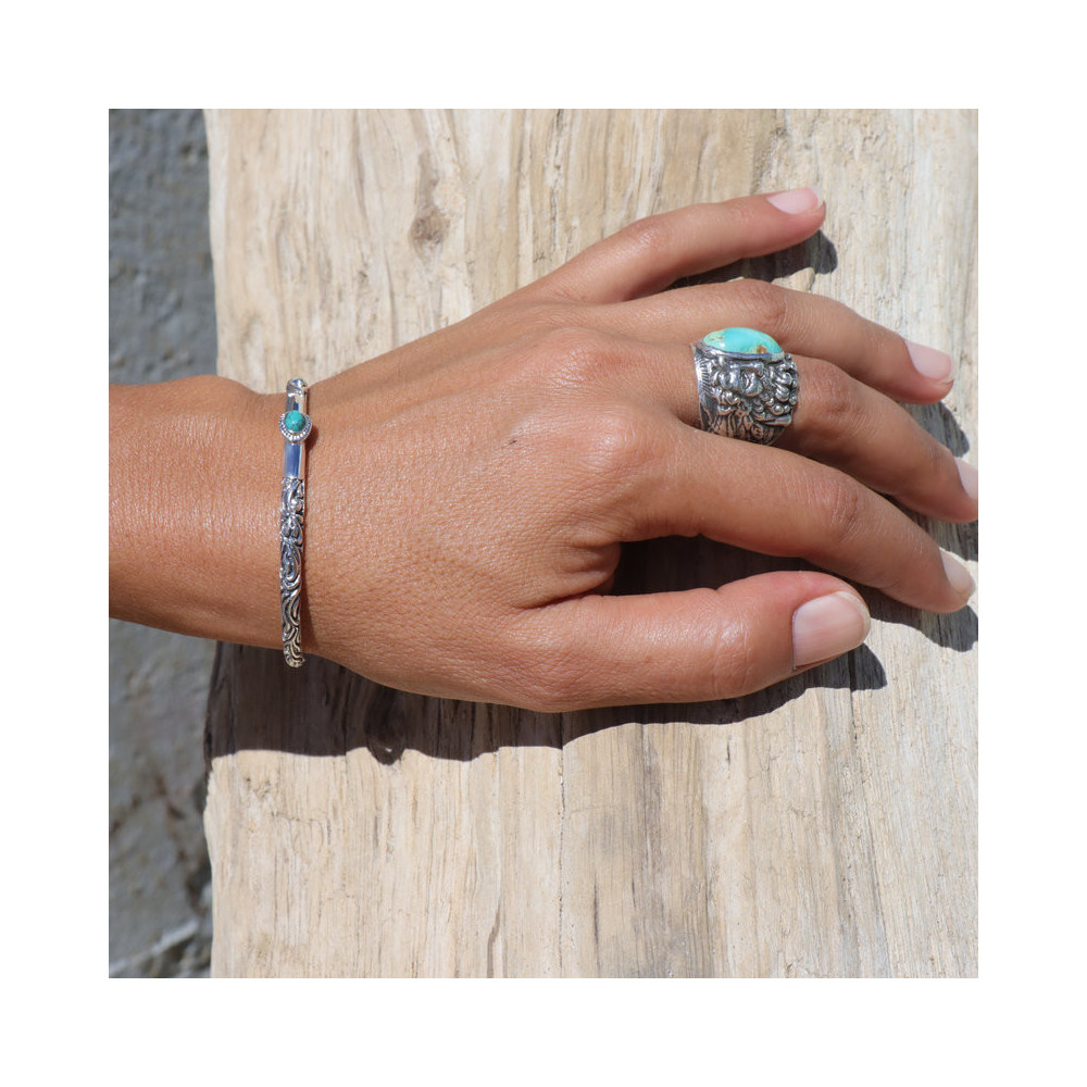 bague argent et turquoise véritable
