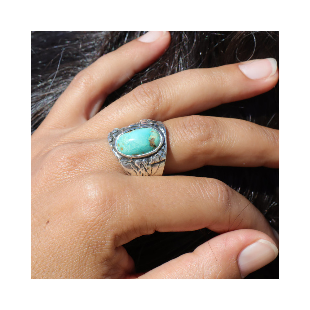 bague argent turquoise zeus