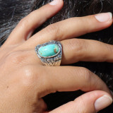 bague argent turquoise zeus
