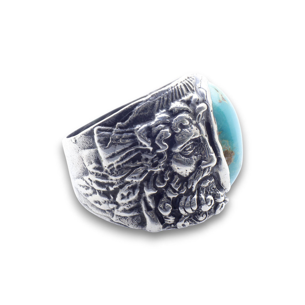 bague zeus turquoise homme