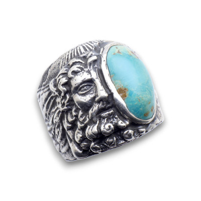 bague argent zeus turquoise homme