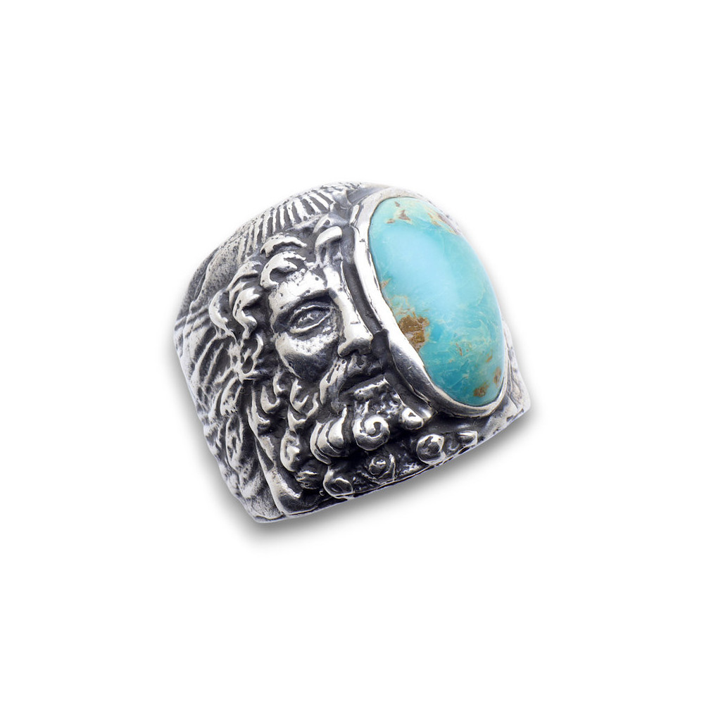 bague argent zeus turquoise homme