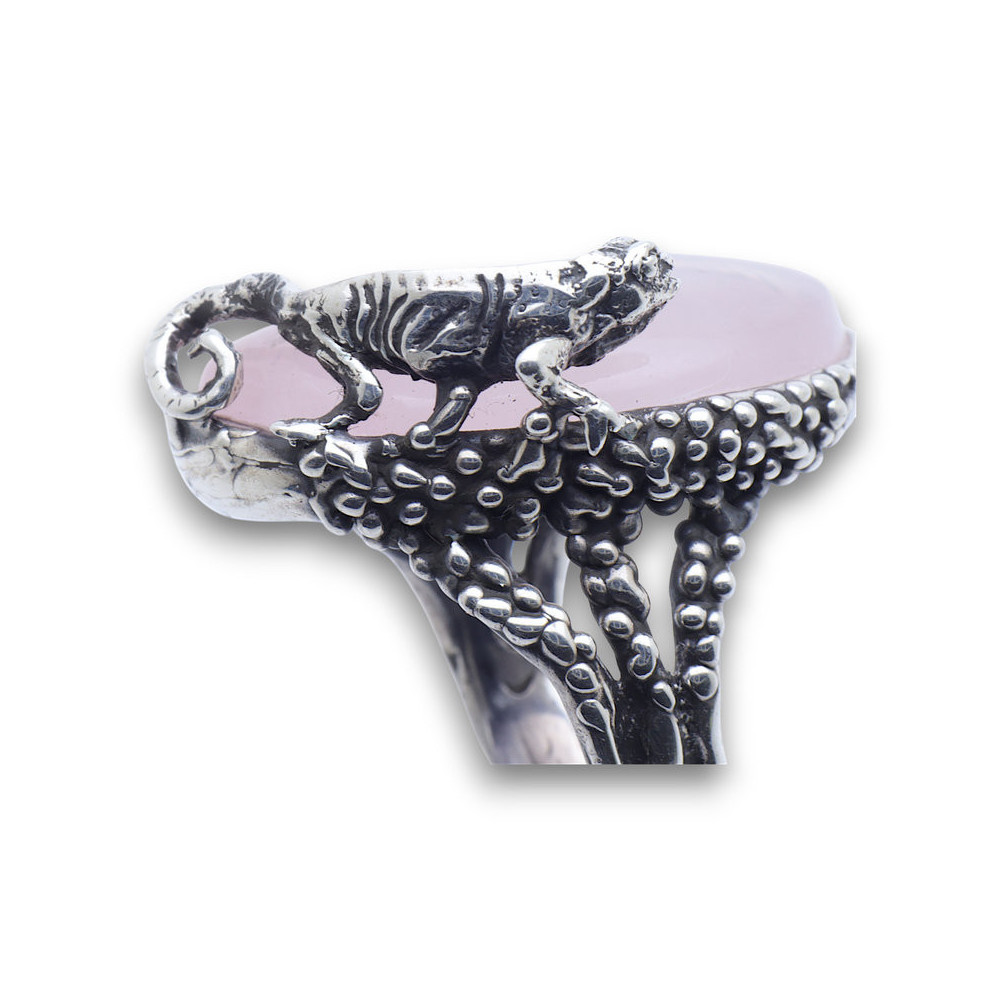 bague cameleon argent et pierre