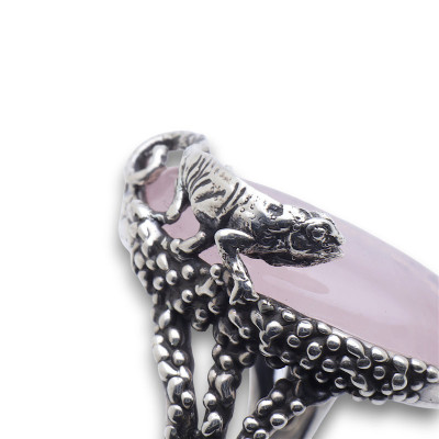bague caméléon argent et pierre