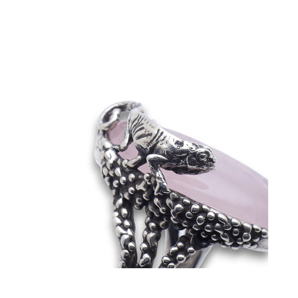 bague caméléon argent et pierre