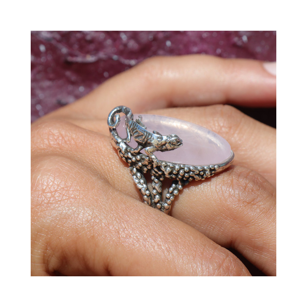 bague argent quartz rose femme