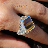 bague oeil de tigre losange