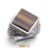 bague argent pierre marron