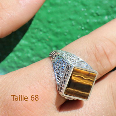 oeil de tigre bague argent