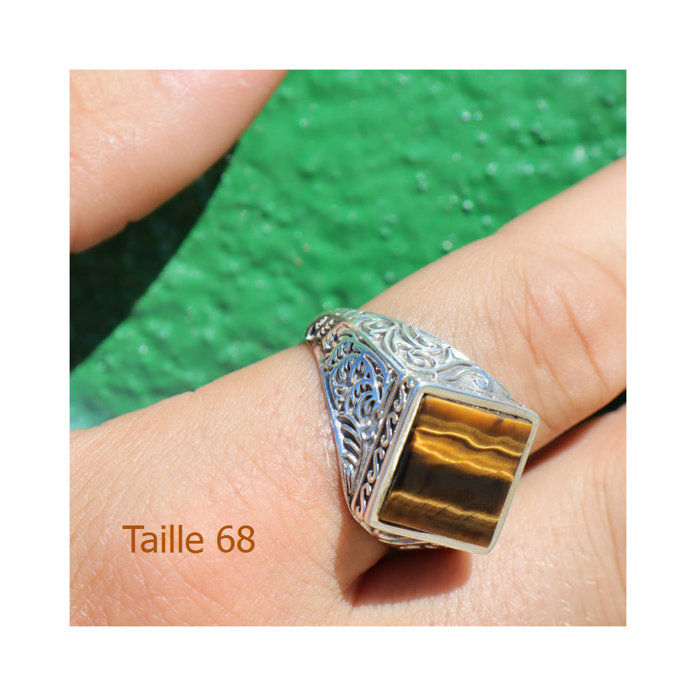 oeil de tigre bague argent