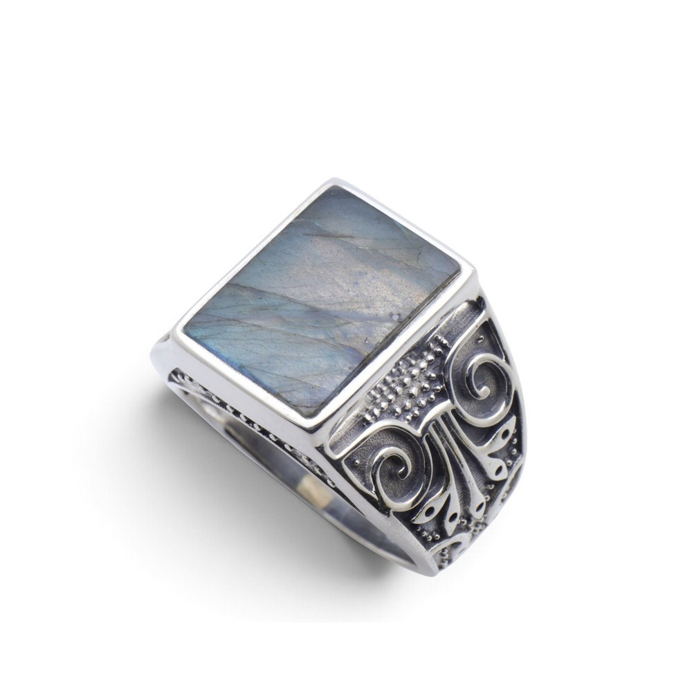 bague argent et labradorite