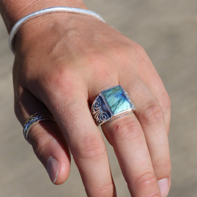 bague homme argent pierre labradorite